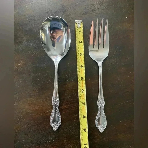 Stainless Steel Serving Set Fork Spoon 9 inch Made in Japan - Picture 4 of 7